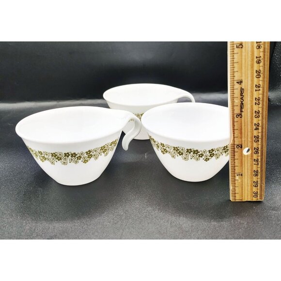 Coffee Cups Spring Blossom Green Crazy Daisy Corning Ware Vintage Lot of 3 - Picture 2 of 16